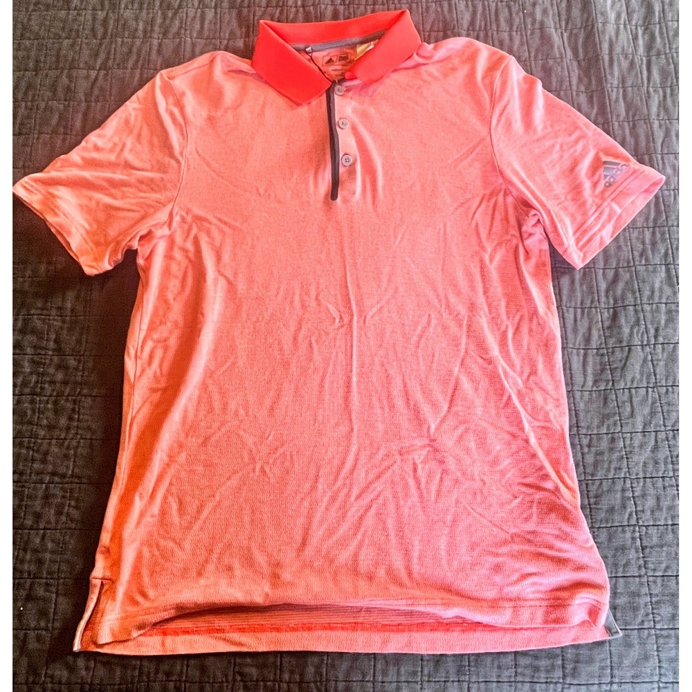 Adidas Golf Mens Coral Pink Heathered Short Sleeve Polo Shirt Sample Size M NWOT